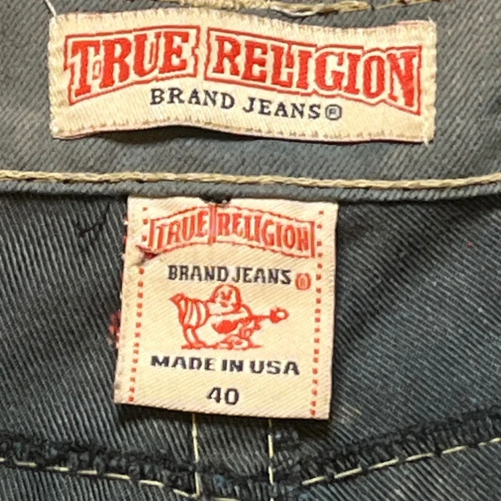 True Religion Joey Super T Grey Flare Jeans Mens 40 Made in USA Low Rise Denim